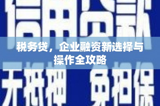 行唐税务贷，企业融资新选择与操作全攻略