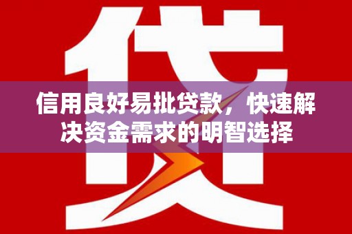行唐信用良好易批贷款，快速解决资金需求的明智选择